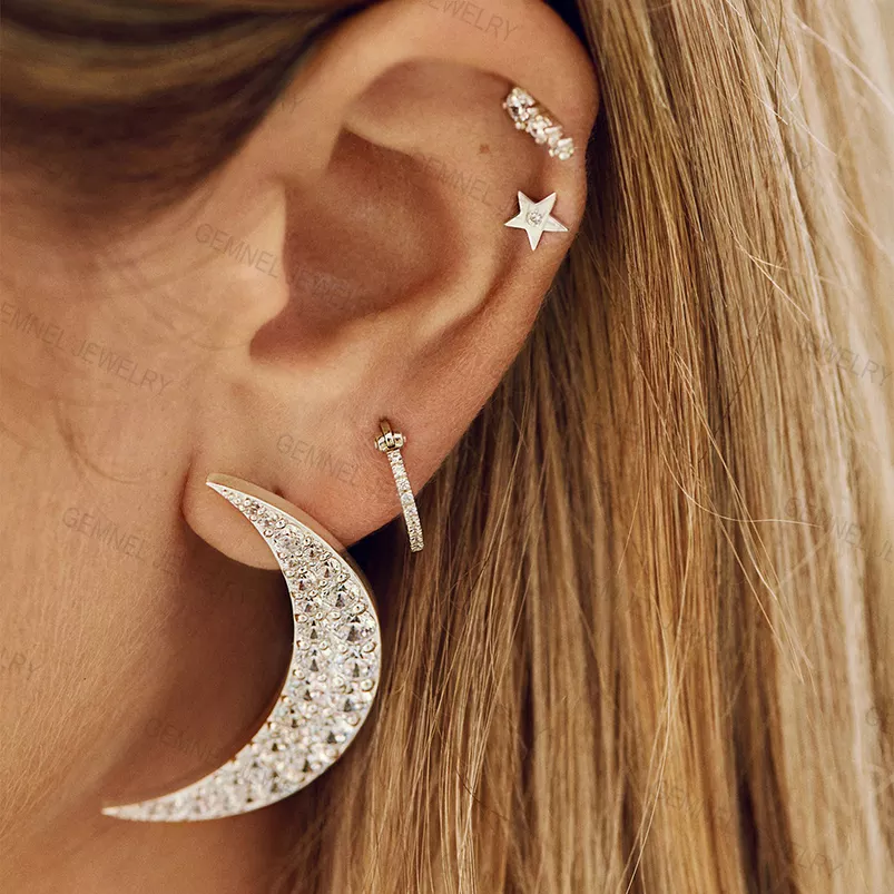 Coral Stud Earring in Silver - Image 3