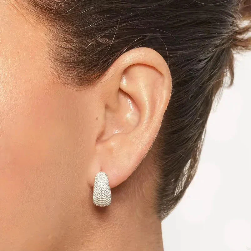 Dottie Hoop Earrings in Silver - Image 3