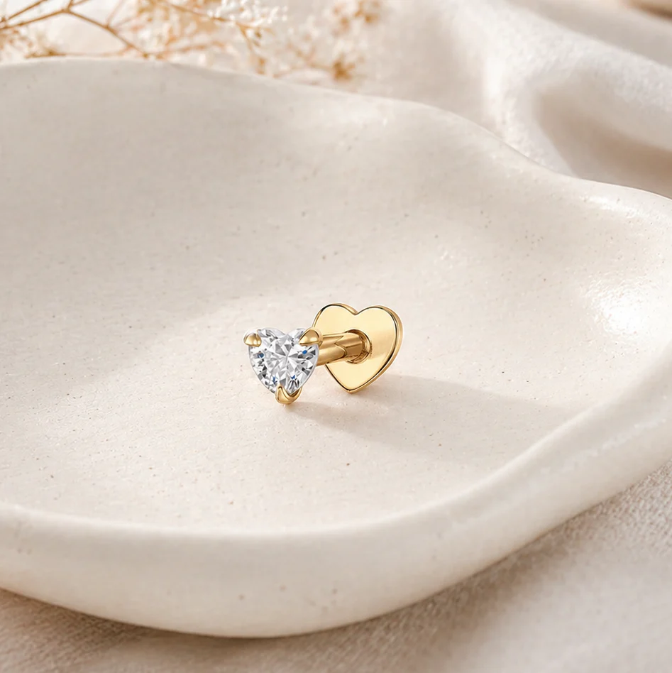 Hope Flat Back Stud Earring in Gold - Image 2