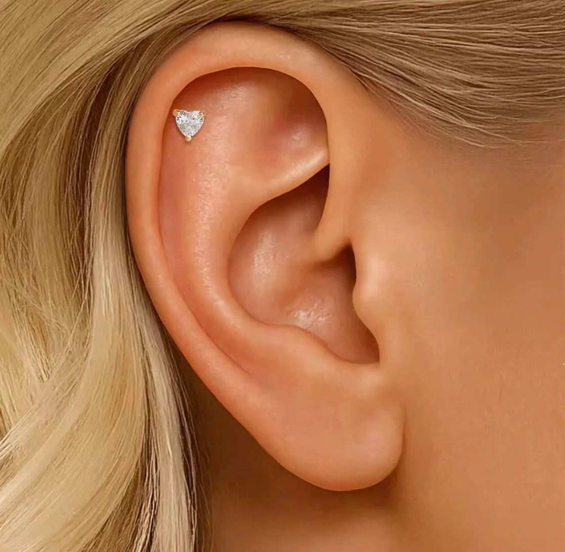 Hope Flat Back Stud Earring in Gold - Image 3