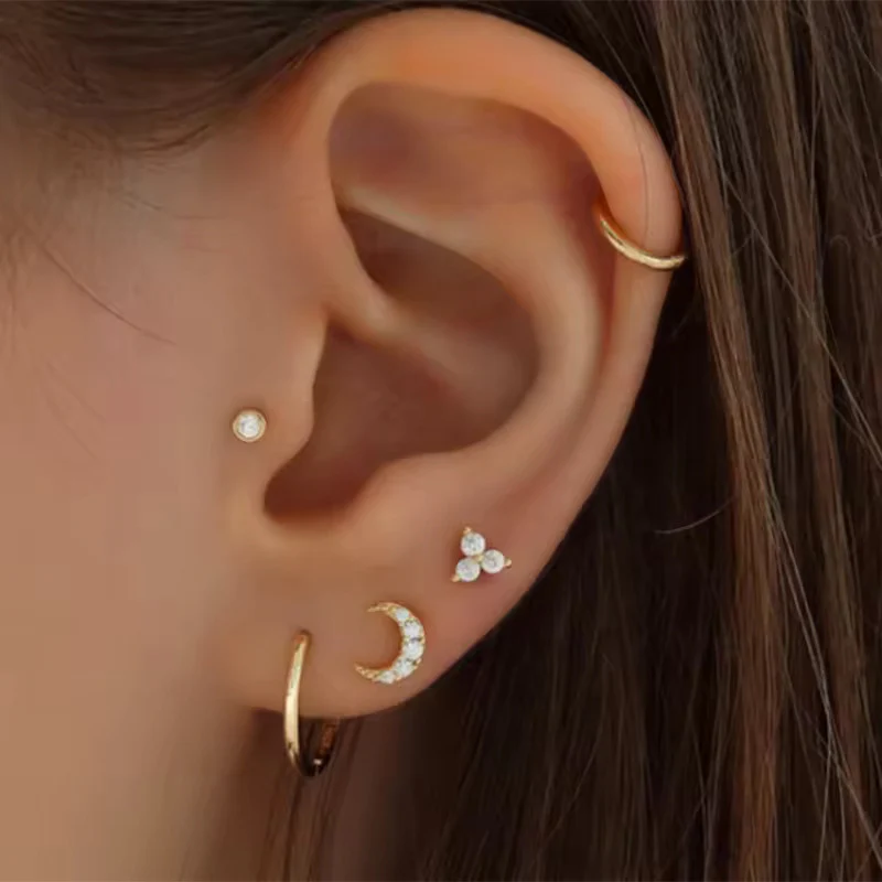 Ivy Flat Back Stud Earring in Silver - Image 4