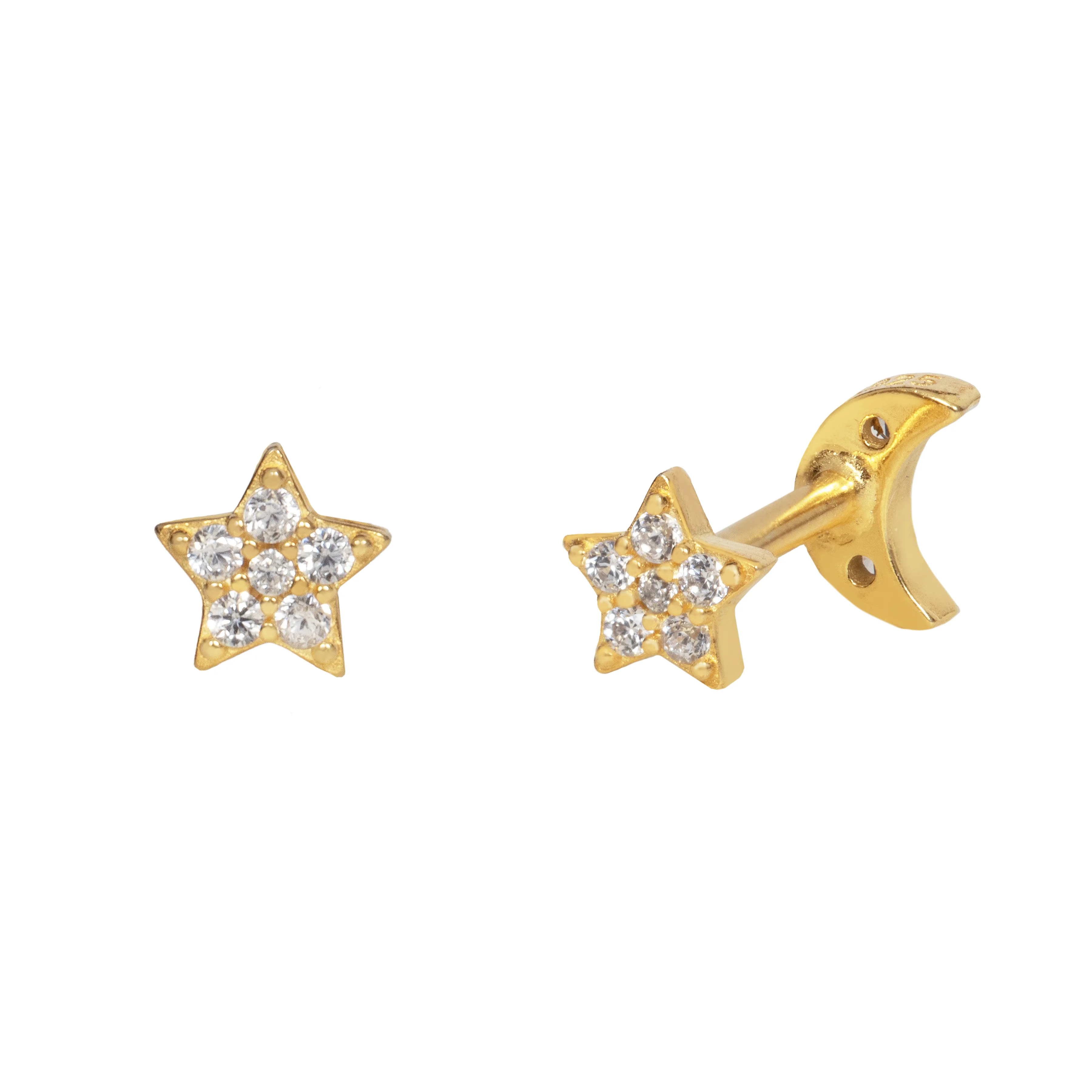 Janelle Double Sided Labret Stud Earring in Gold - Image 2