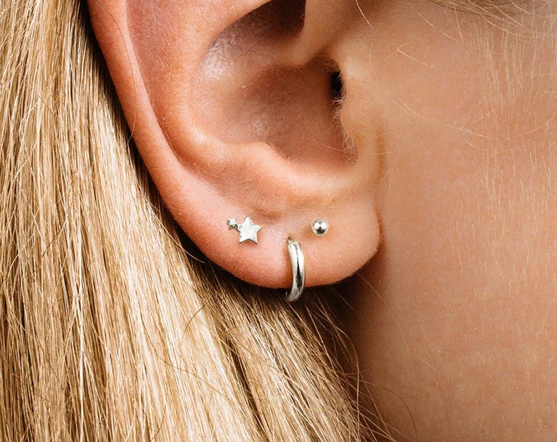 Jemima Flat Back Stud Earring in Silver - Image 2