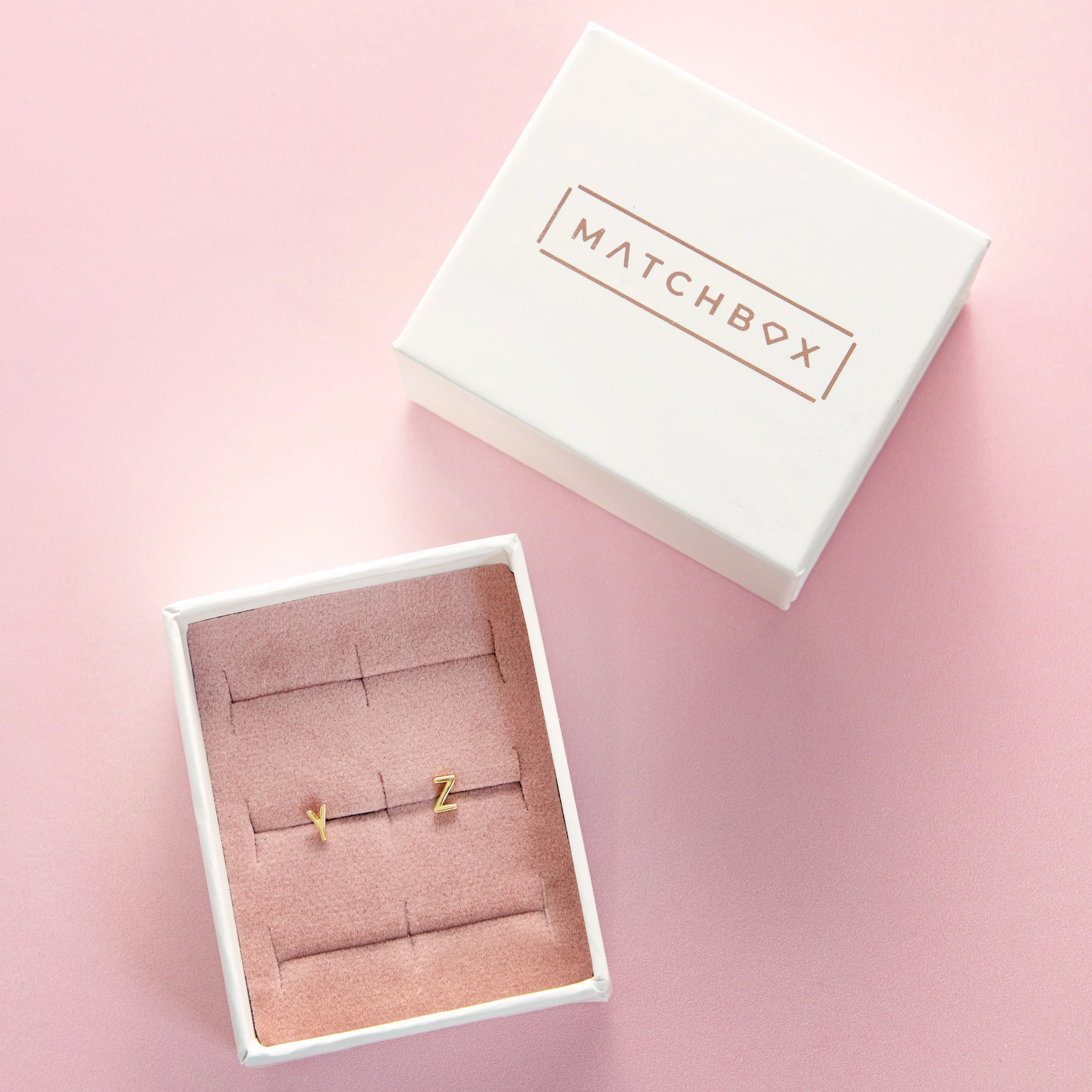 Letter Stud Earrings in Gold - Image 5