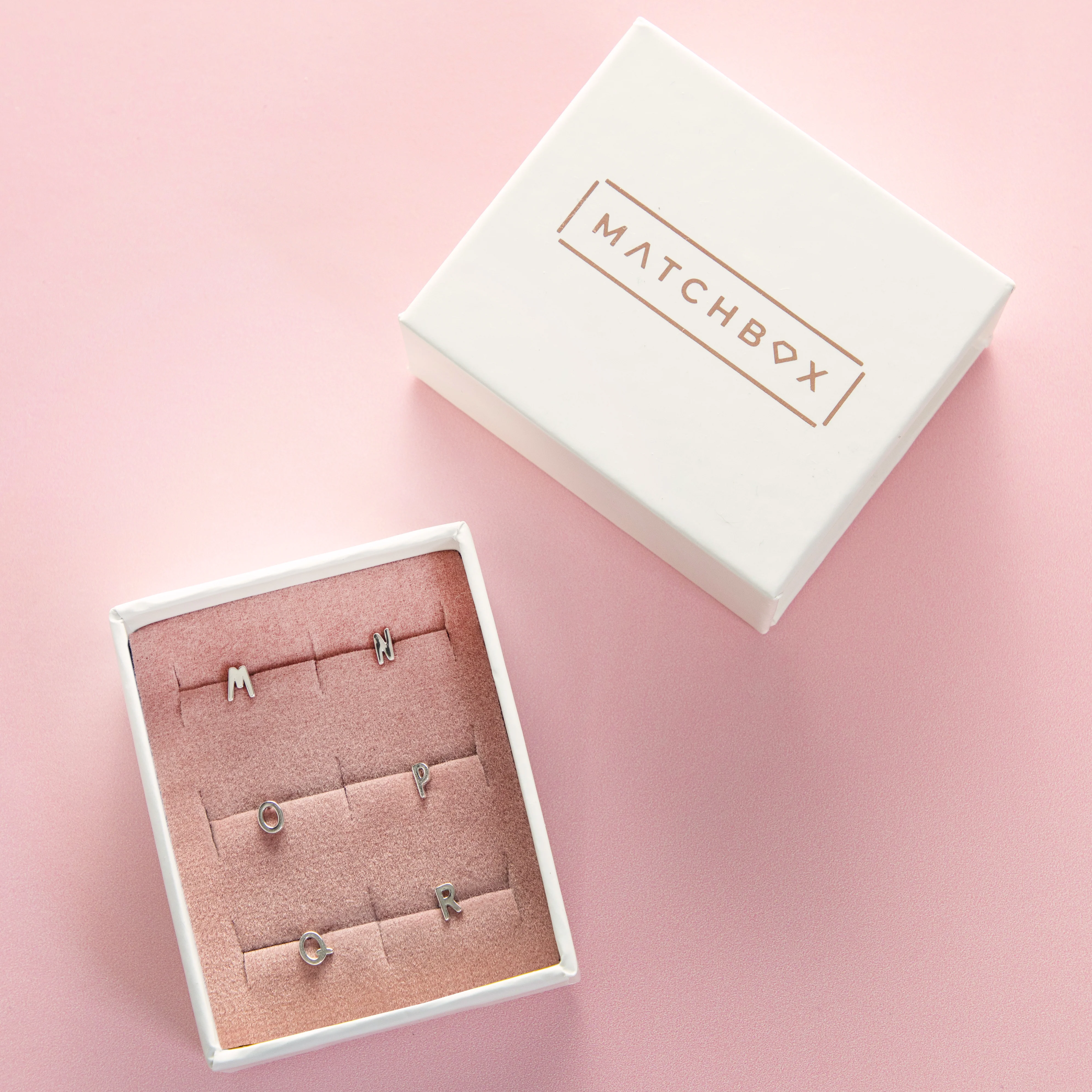 Letter Stud Earrings in Silver - Image 3