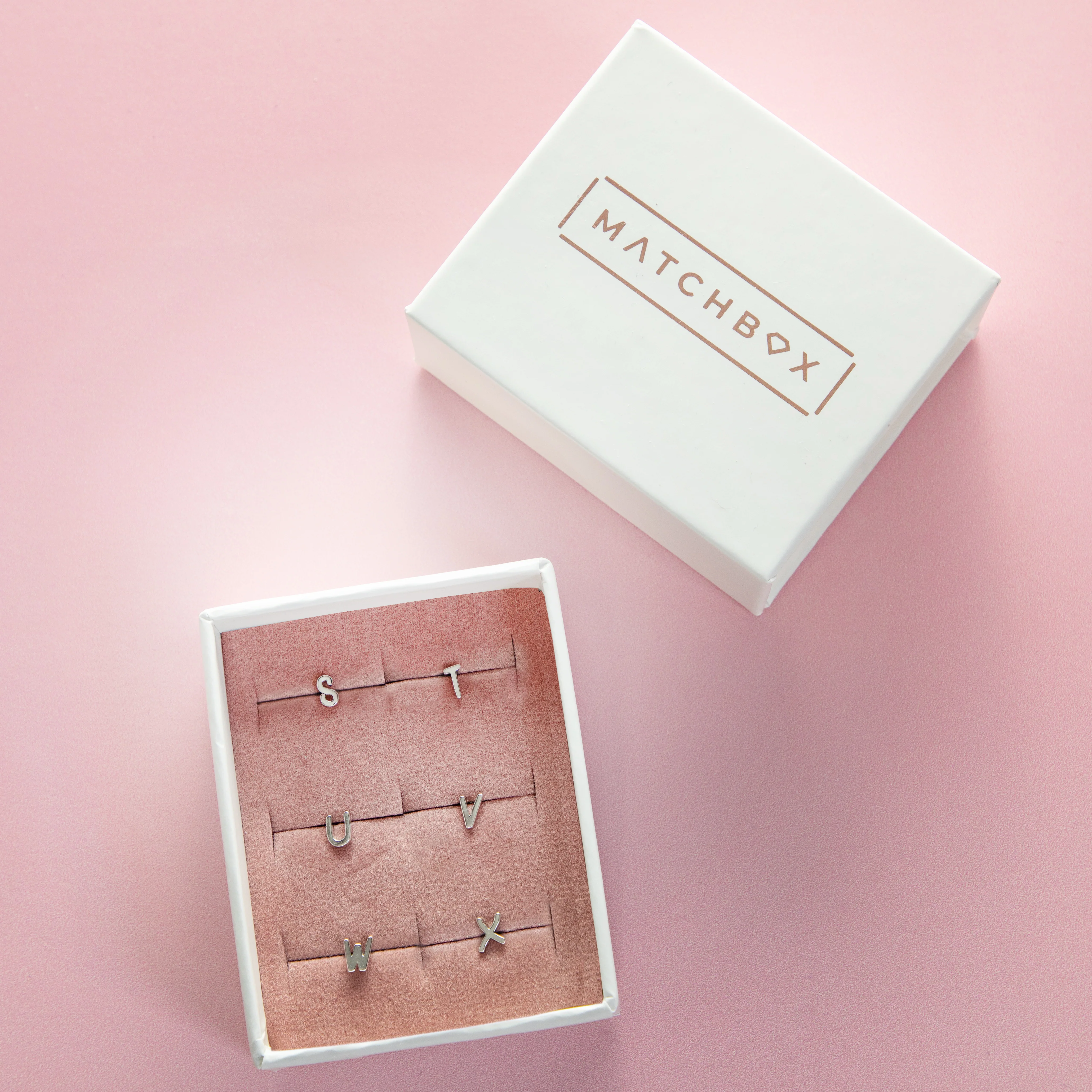 Letter Stud Earrings in Silver - Image 4