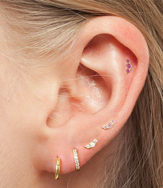 Noelle Flat Back Stud Earring in Silver - Image 2