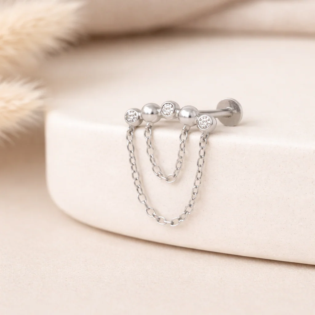 Veronica Flat Back Stud Earring in Silver - Image 2