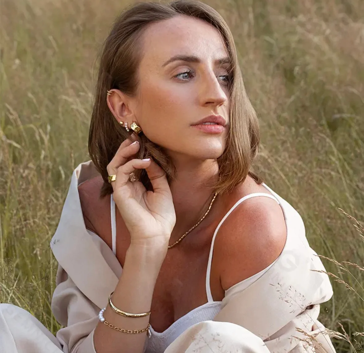 Violet Hoop Earrings in Gold - Image 5